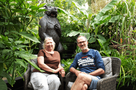 Christina and John are letting people inside their tropical garden this weekend. Photo: Anna Marie Felice