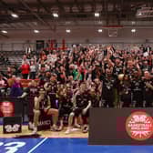 Hemel Storm celebrate their historic league title win in 2023 with their fans. Photo: Toby Gastaldi-Davies.