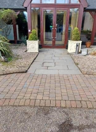 The damaged pipe ran across the entrance to the golf club reception.