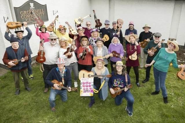 The Last of the Summer Ukuleles raising funds for Brain Tumour Research on Wear a Hat Day.