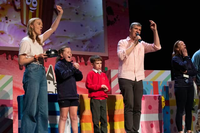 Games on stage with Jeff