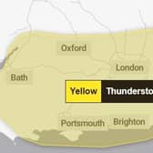 A yellow weather warning for thunderstorms, which covers Hertfordshire, has been issued by the Met Office and is valid for Thursday July 31