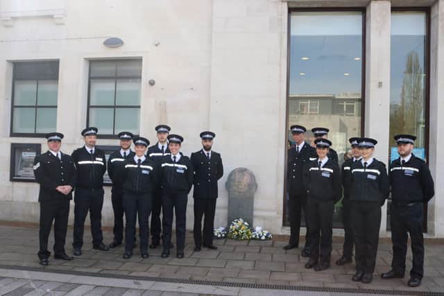 PC Mathews with colleagues at Frank's memorial.