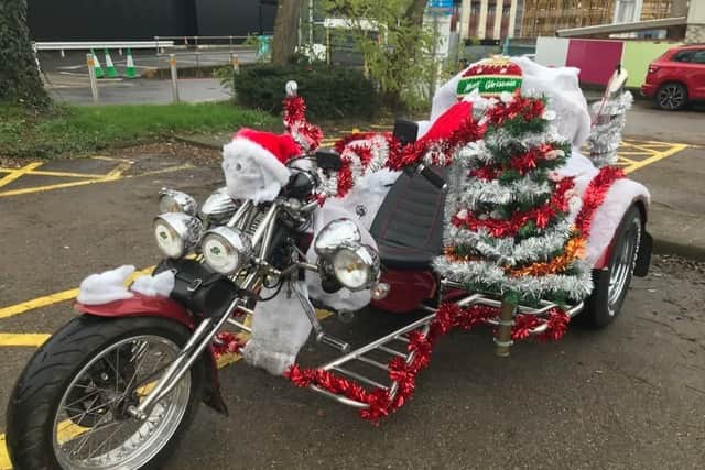 One of our bikers bringing cheer to all