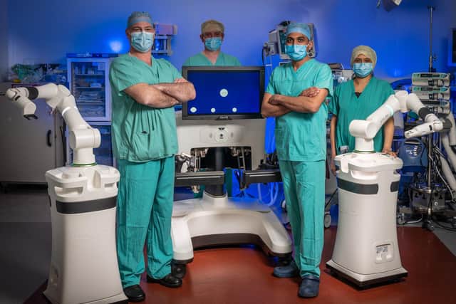 The brand-new robots with surgeons at West Hertfordshire Teaching Hospitals NHS Trust.