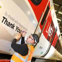 LNER Azuma train bearing its poppy livery (photo: Simon Williams LNER)