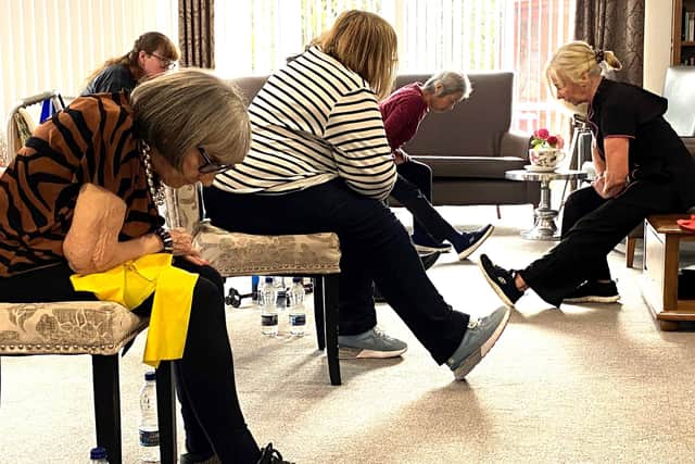 The exercise class is led by Elaine York, wellbeing lead at Water Mill House and a qualified personal trainer