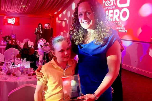 Liz Cundale with her daughter Lucy at the Hertfordshire Hero Ceremony
