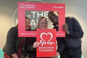 Nicola Reavey BHF, Clare Benton and Humphrey Mwanza from The Marlowes