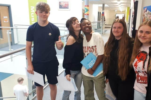 Longdean School students celebrating their exam success