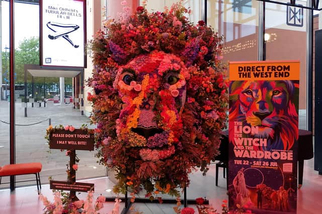 A floral sculpture of a lion is currently taking pride of place in the foyer at Milton Keynes Theatre during the production's five-night run