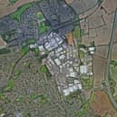 Hemel Hempstead is set to grow in the strip between the town and the M1. Credit: Google Earth