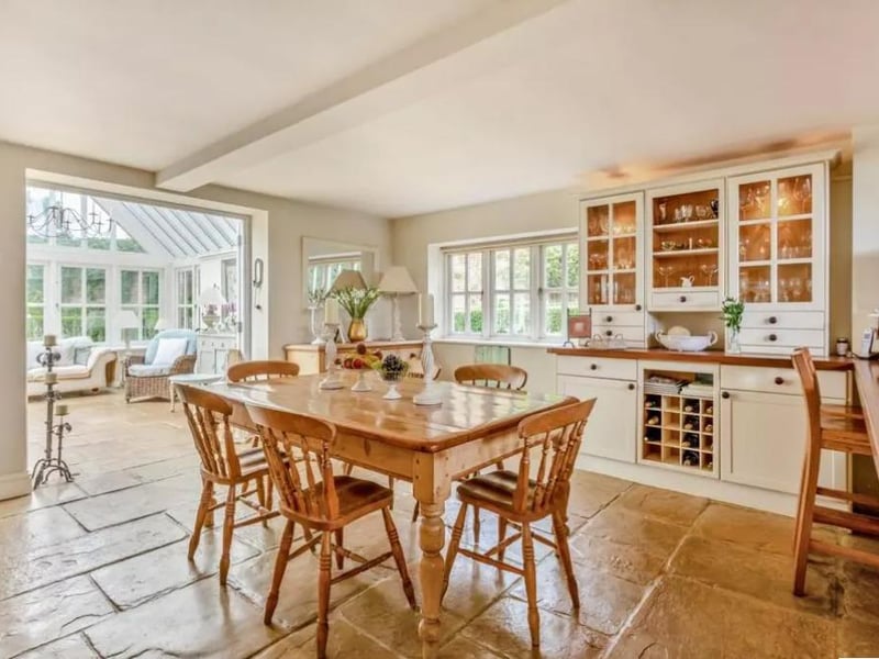 The dining room and kitchen is open plan