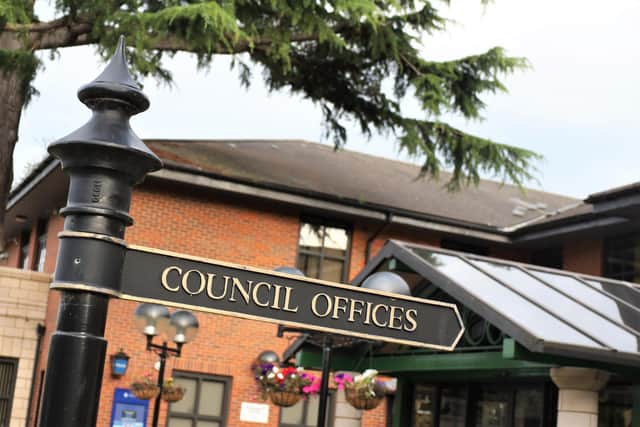 Council Offices sign in Rickmansworth, Three Rivers, Hertfordshire. Credit: Will Durrant/LDRS