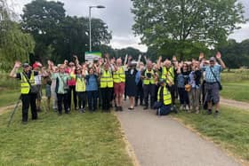 Gadebridge Park Health Walk Team and participants doing the High Sheriffs Antler Pose.