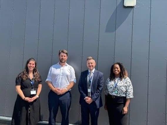 Principal Ruthie Jacobs, MP David Taylor, Future Academies CEO Dr Lawrence Foley, and Natalie Dormer from Future Academies during the recent visit.