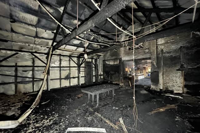 Burnt gallery at the Frogmore Paper Mill.