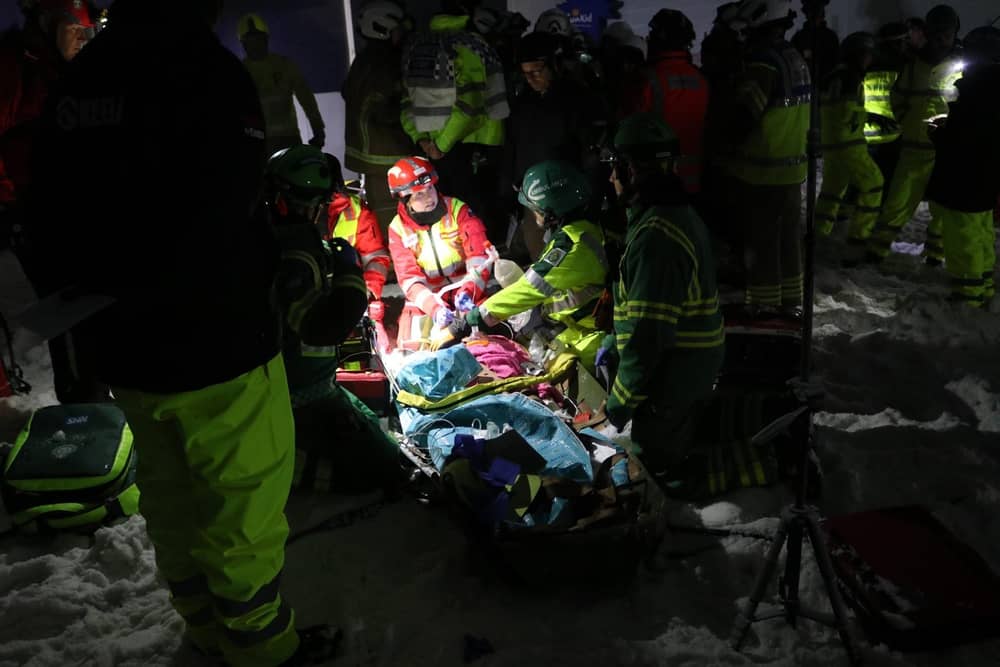 Medical staff attending to a casualty in the drill. Photos: Herts Police