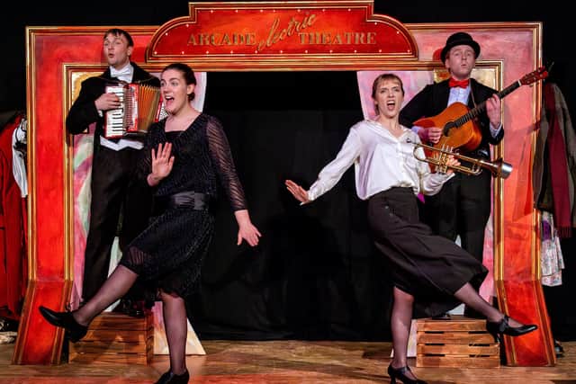 Actor-musicians Eddie Ahrens, Georgina Liley, Lauren Robinson and Mark Emmons. Photo: Robling Photography