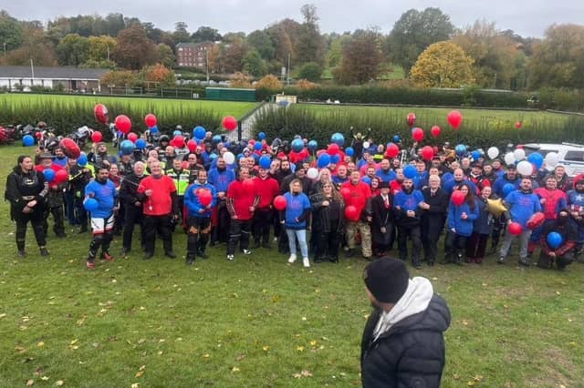 A balloon release took place outside the church following Leo Rogers' funeral service on Friday October 23