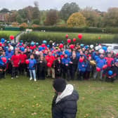 A balloon release took place outside the church following Leo Rogers' funeral service on Friday October 23