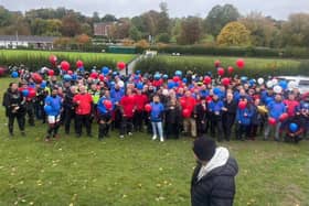 A balloon release took place outside the church following Leo Rogers' funeral service on Friday October 23