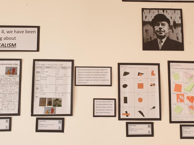 The pupils worked to create studies of Rene’s work before making their own pieces inspired by the artist.
Work by Bianca Tomsa, Aasiya Imam, Thahira Kamil and Sofia Mutsanya.