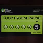 A Food Standards Agency rating sticker will be displayed on the window of a restaurant /bar or cafe