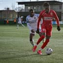 Debutant Nana Owusu in action for Hemel against Havant. Photo: Hemel Hempstead Town FC.