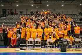 Hemel Storm's players and fans pose for the camera after their play-off final loss. Picture by Joanne Charles