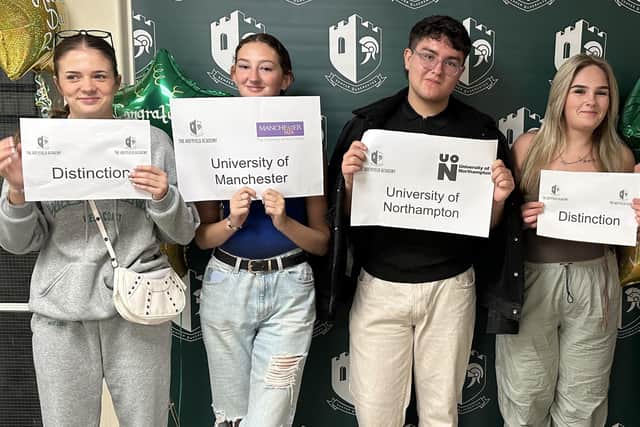 Adeyfield Academy students celebrate their A Level results. Photo: Adeyfield Academy