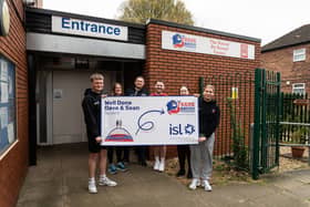 Dave and Sean Young at the finish of their charity walk outside The Frank Bruno Foundation's headquarters in Northampton