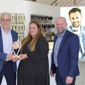 Pictured: Justin Richardson the MD of the Bedfordshire Chamber of Commerce (right) presenting the award to Kent Brushes