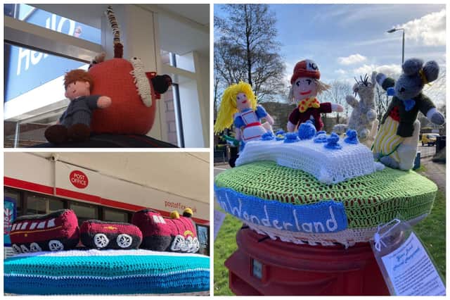 Some creations made by the Yarn Bomb group in Hemel Hempstead.