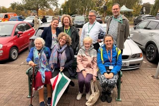 Leverstock Green councillors Catherine McArevey, Jonathan Gale and Robin Bromham, with Keely Siddiqui-Charlick, Reverend Dr Diana Stretton and residents of Leverstock Green at the launch event