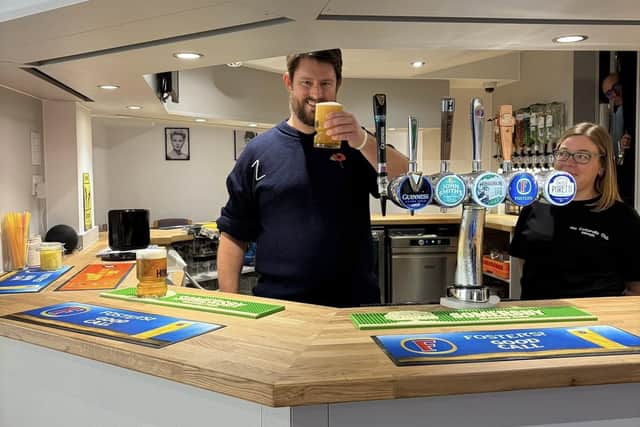David Taylor MP Pulls the first pint in the newly refurbished bar