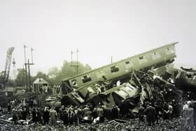 The Bourne End rail crash wreck. 