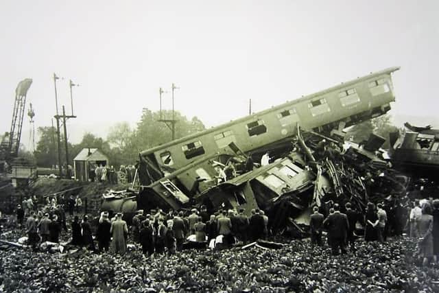 The Bourne End rail crash wreck. 