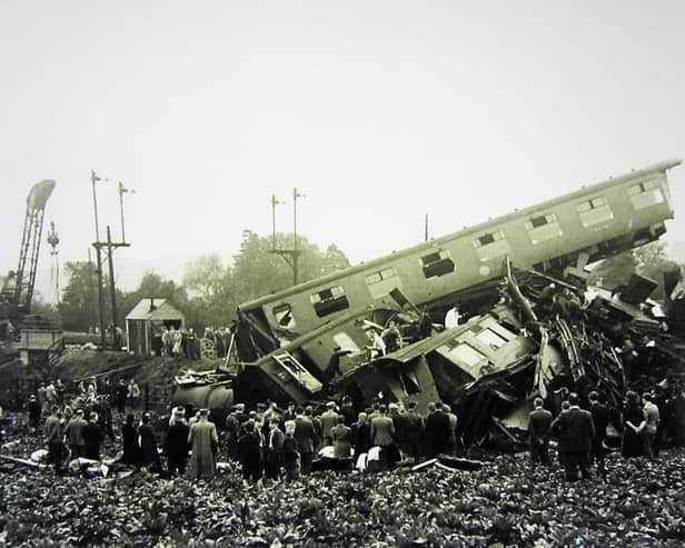 The Bourne End rail crash wreck. 