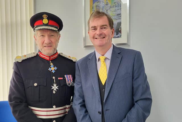 The Lord Lieutenant with Head Teacher Colin Parker