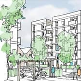 An artist's sketch of the potential housing project, photo from Berkeley/Dacorum Borough Council)