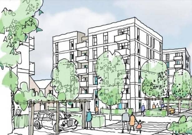 An artist's sketch of the potential housing project, photo from Berkeley/Dacorum Borough Council)