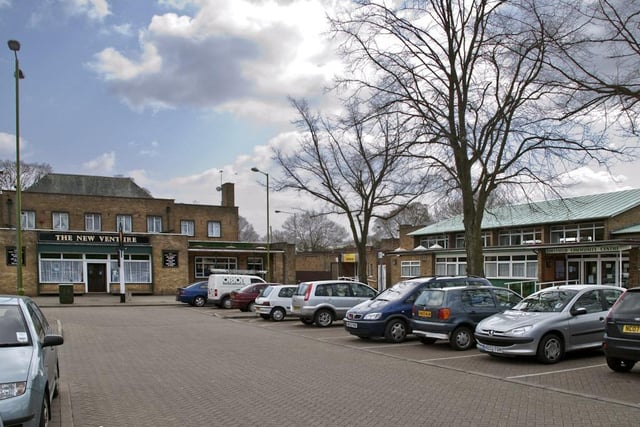The New Venture pub, now The Jubilee, in Queen's Square. On the right is Adeyfield Community Centre, opened by Lord Reith in 1953. Such public halls were important in all Hemel's neighbourhoods. Credit: Q Barrett