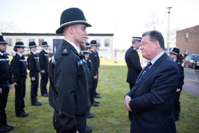 Pictured: Hertfordshire’s Police and Crime Commissioner meeting officers