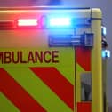 Emergency flashing lights are seen on an ambulance at Royal London Hospital (Photo by Peter Nicholls/Getty Images)