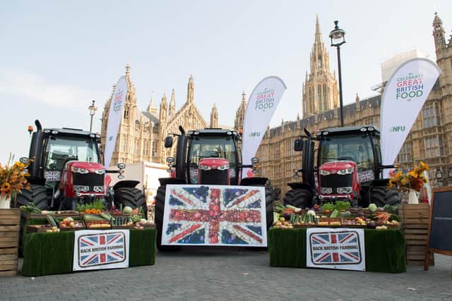An NFU farming display in Westminster during a previous Back British Farming Day.