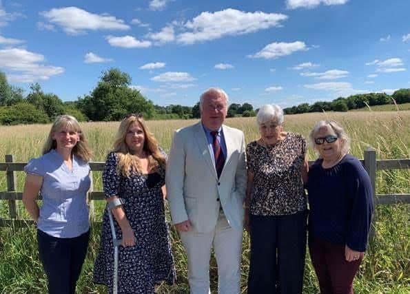 From left: Holly Cross, Angela Mitchell, Sir Mike Penning MP, Gwyneth Sharp and Penny Bennetts