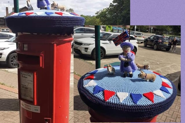 Knitted Queen surrounded by her iconic corgis. 
Photo: Chris Allsop
