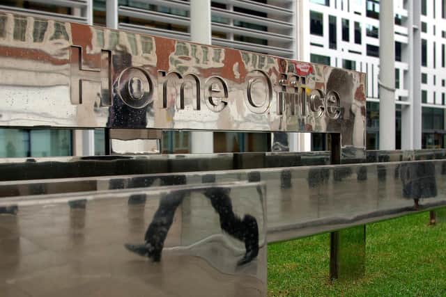 General view of the sign and exterior of the Home Office building in Westminster, central London. Photo from Clara Molden/PA Images