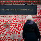 A person looks at National Covid Memorial Wall Photo from Victoria Jones PA Images